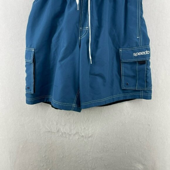 Speedo Marina Volley Shorts Men's Sz M Blue Drawstring Elastic Waist Lined - Picture 7 of 11